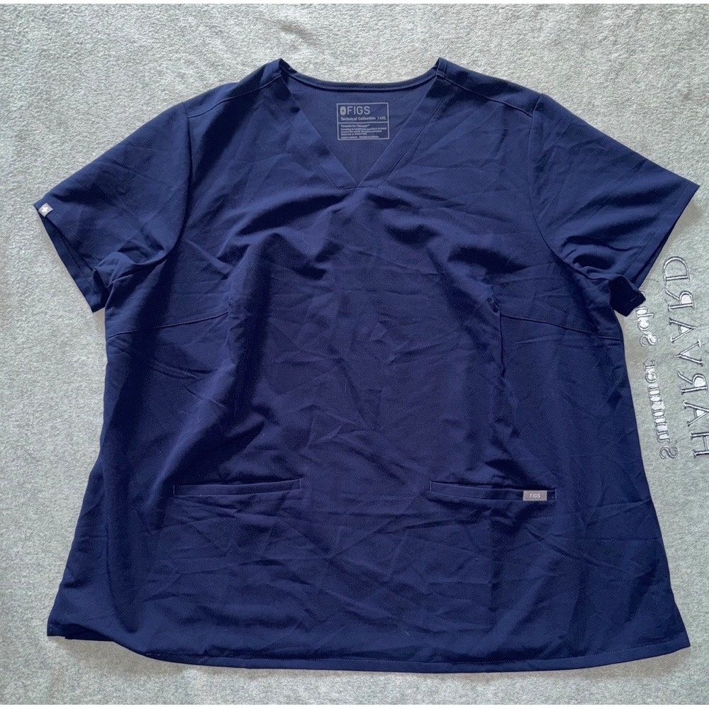 FIGS‎ Women's Technical Collection Scrub Top Blue Short Sleeve Pocket Sz 4XL